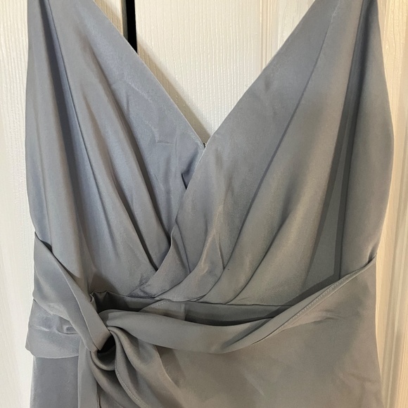 Floret Studios - Gathered Slip Dress, Midi - Light Slate - Picture 3 of 8